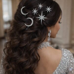 Celestia Silver Star & Moon Hair Pins (Set of 7 pcs)