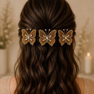 Elegant Butterfly Pearl Hair Clips (Set of 3)