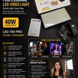 784 LED Video Light with Battery – Professional Makeup & Content Creation Light