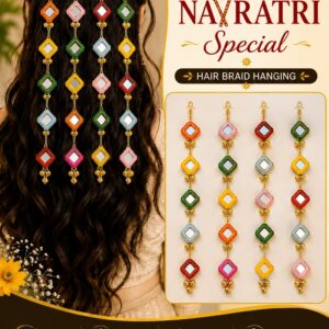 Bandhani Mirror Hair Chain(Set of 3Chain)